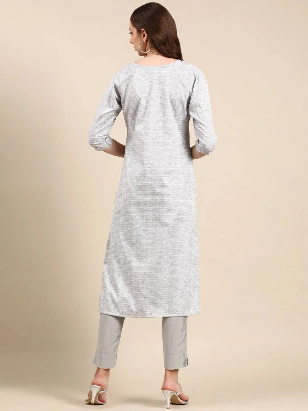 Grey Solid Indian Kurta for Women | Casual Cotton Kurtis