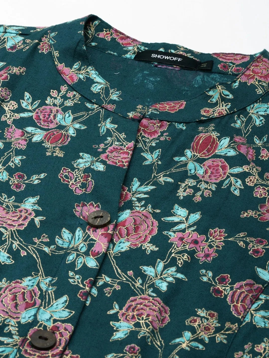 Teal Printed A-Line Kurta | Modern Indian Kurtis for Women