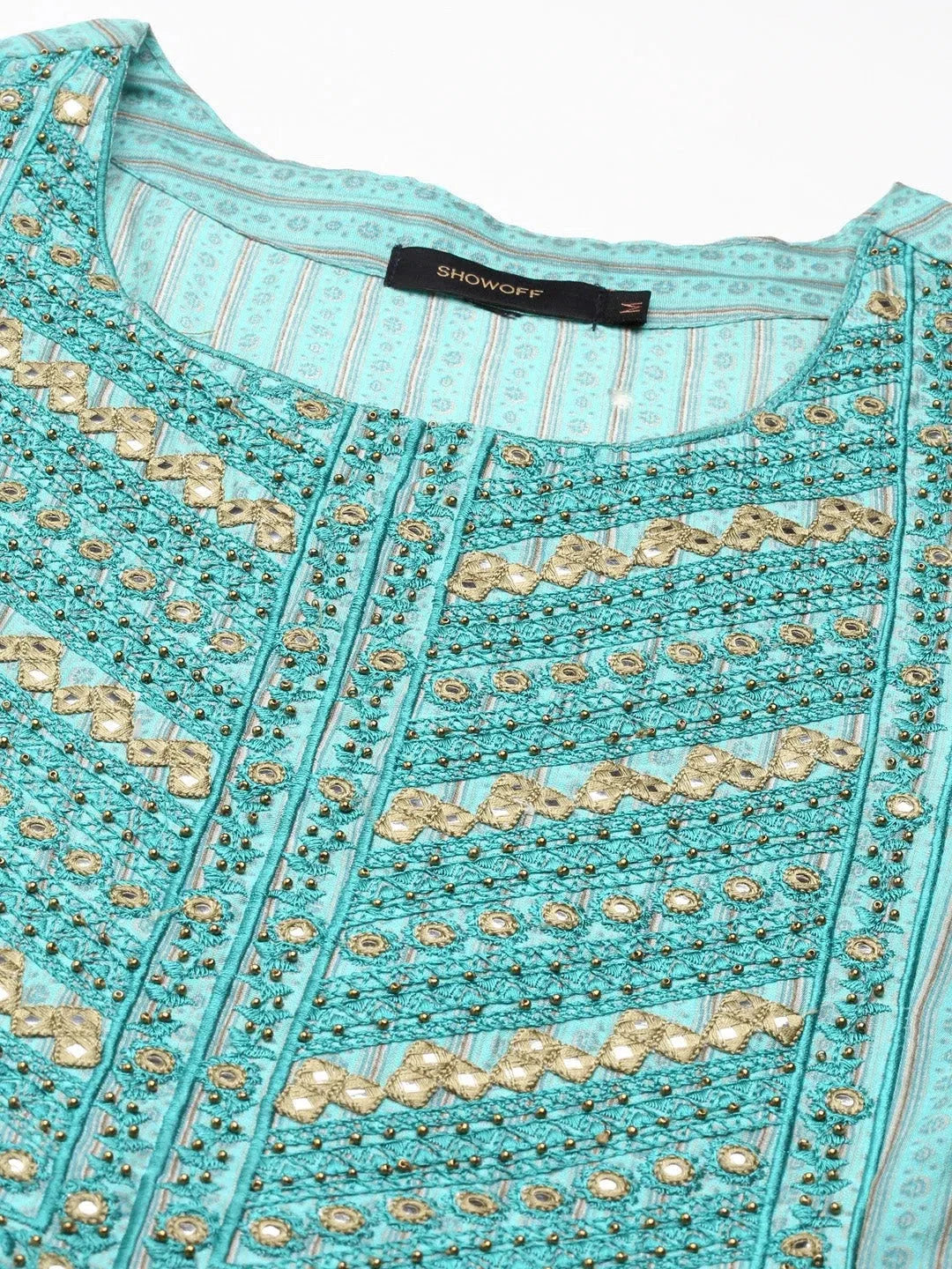 Green Printed Polyester Anarkali Kurta | Women's Anarkali Kurti