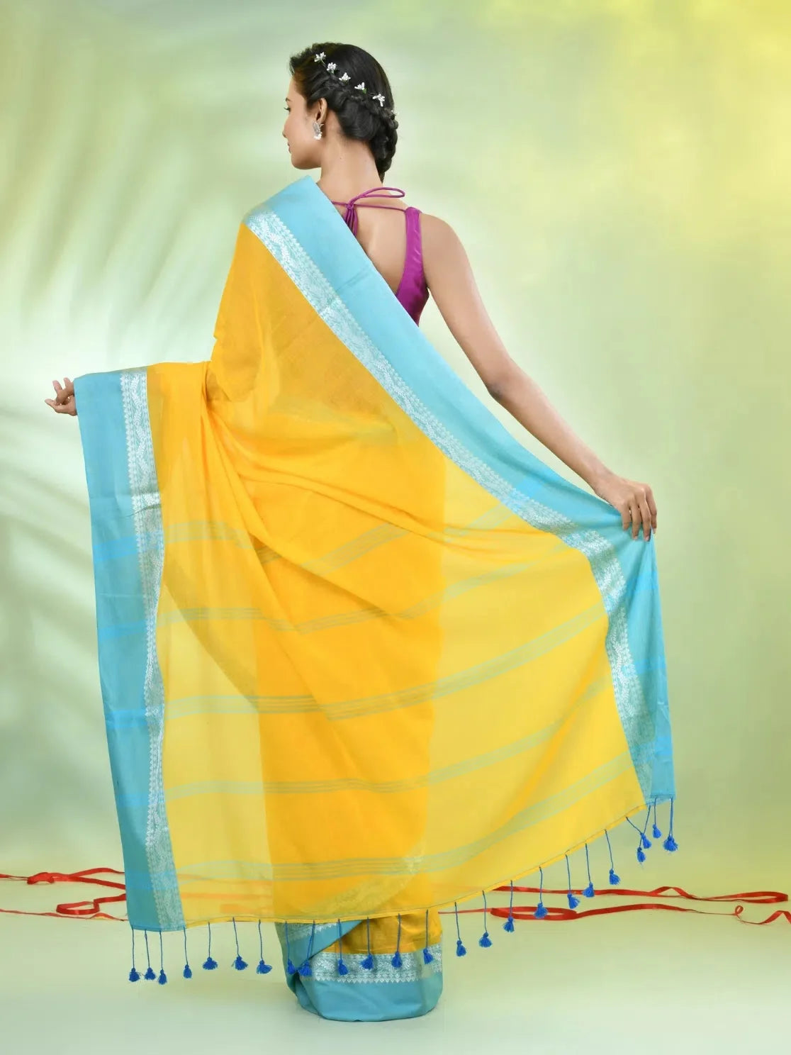 Yellow Cotton Saree - Designer Sarees India