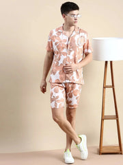 Men Peach Printed Casual Co ord Set-BLACKBERRY-1677-Peach