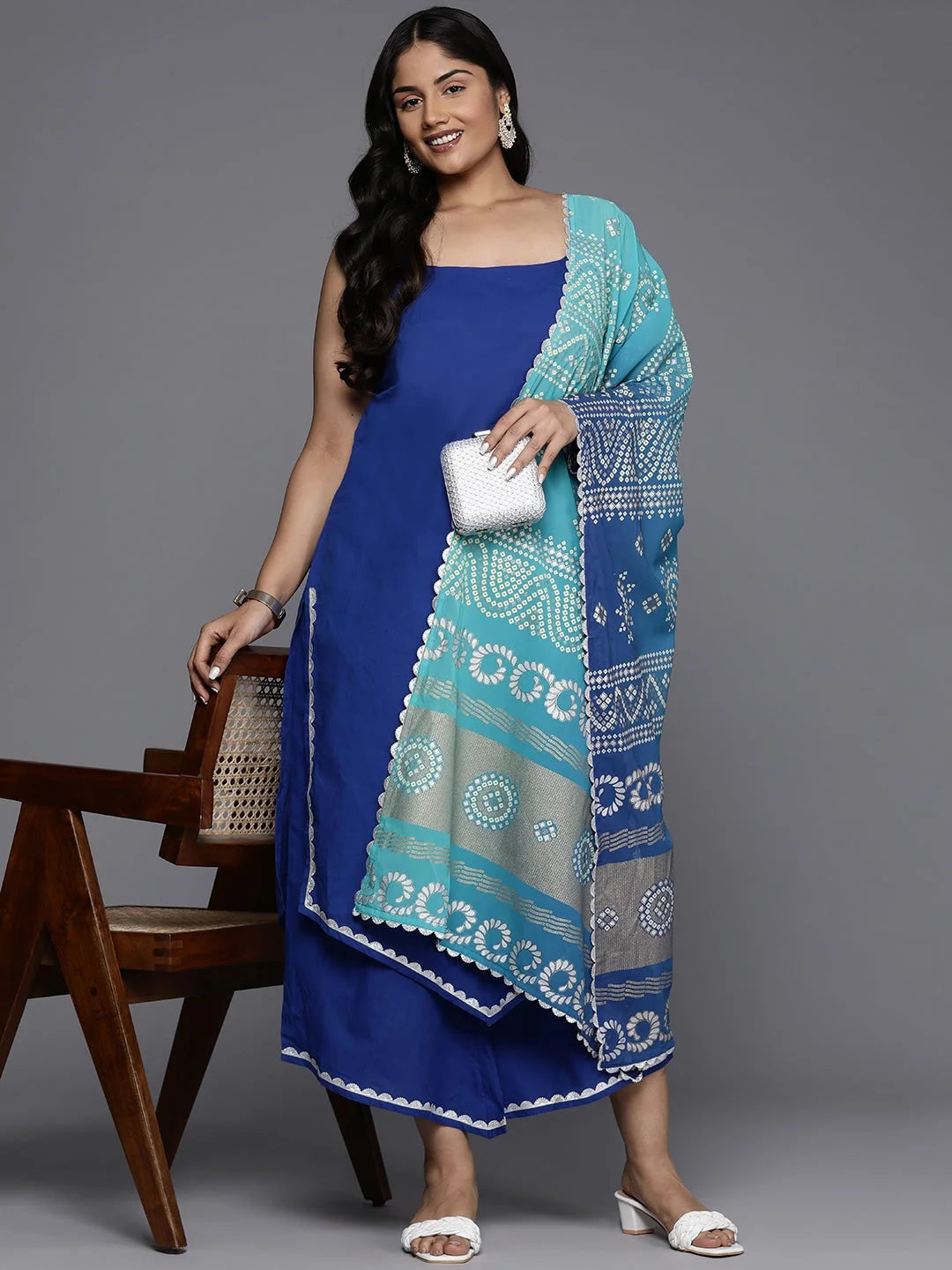 Plus Size Cotton Kurta and Palazzo Set with Dupatta