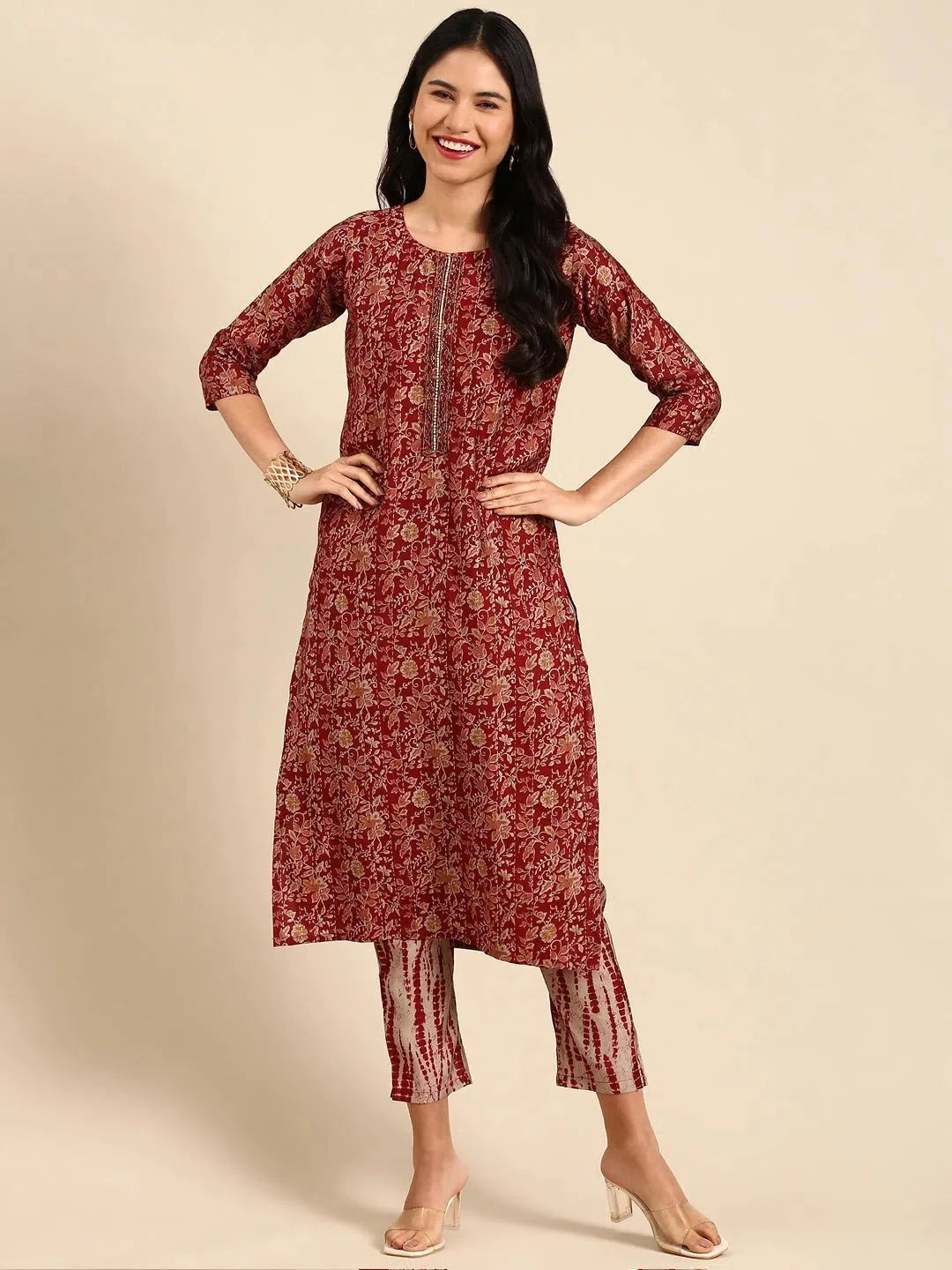 Red Floral Kurta Set | Indian Women's Kurta Sets with Dupatta
