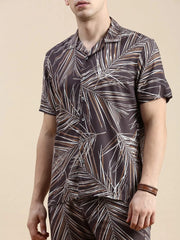 Men Grey Printed Casual Co ord Set-BLACKBERRY-1682-Taupe