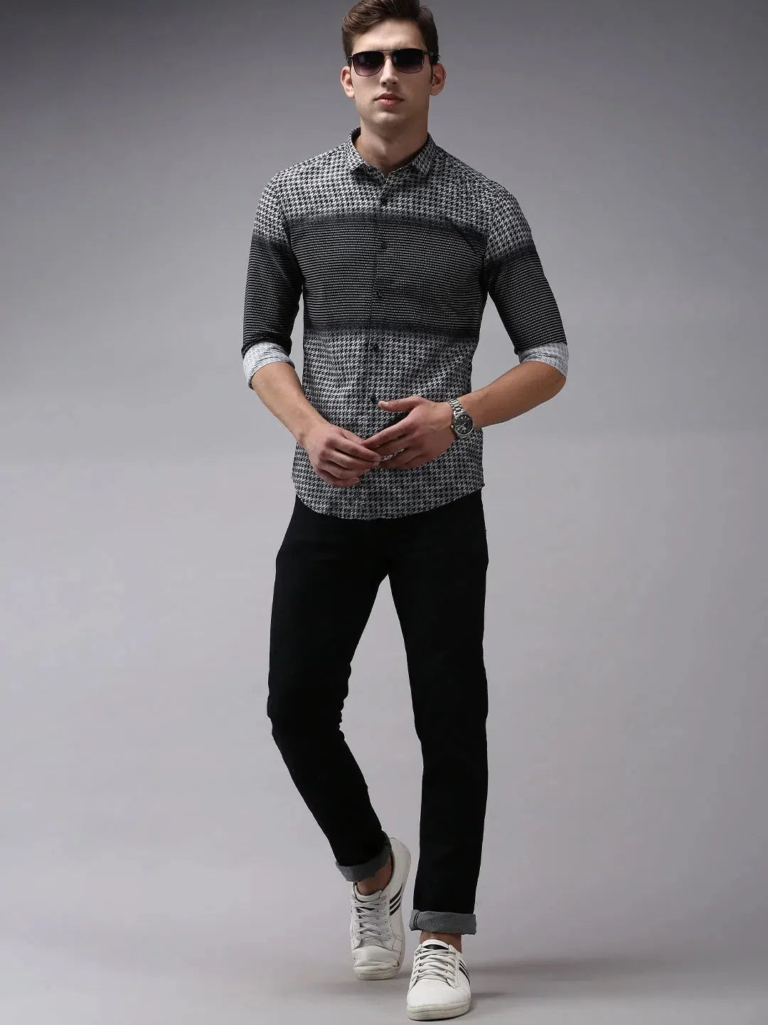 Black Printed Mens Shirt - Designer Cotton Shirt | DesiQlo