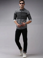 Men Black Printed Casual Shirt-PARKERPRINT-1559-Black