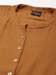 Women Camel Brown Solid Straight Kurta-DF-1582-Camelbrown