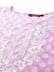 Women's Lavender Printed Kurta Set-AT-A576-Lavender