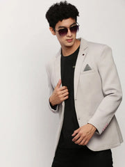 Men Grey Solid Casual Blazers-AR-55-Grey