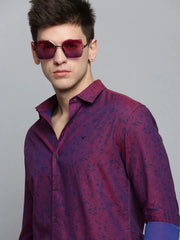Men Purple Printed Casual Shirt-COLMPRINT-3097-Magenta