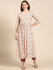 Women's Cream Printed Kurta SetKC-970-Cream