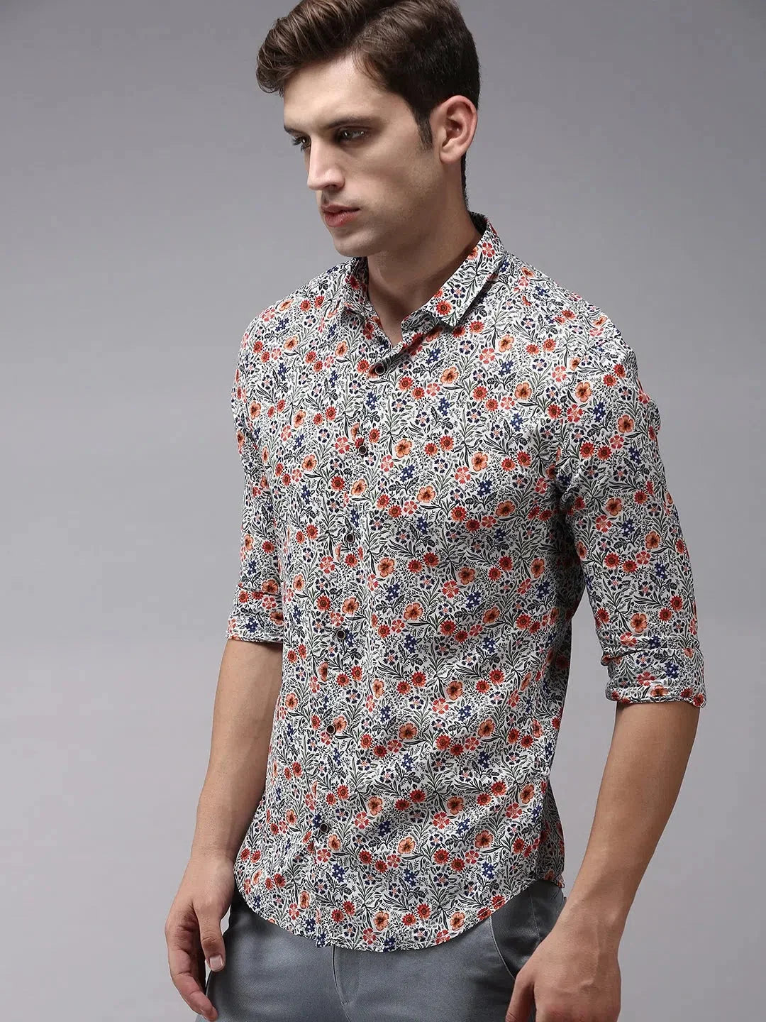 Vibrant White Printed Mens Shirt - Cotton Casual Shirt | DesiQlo