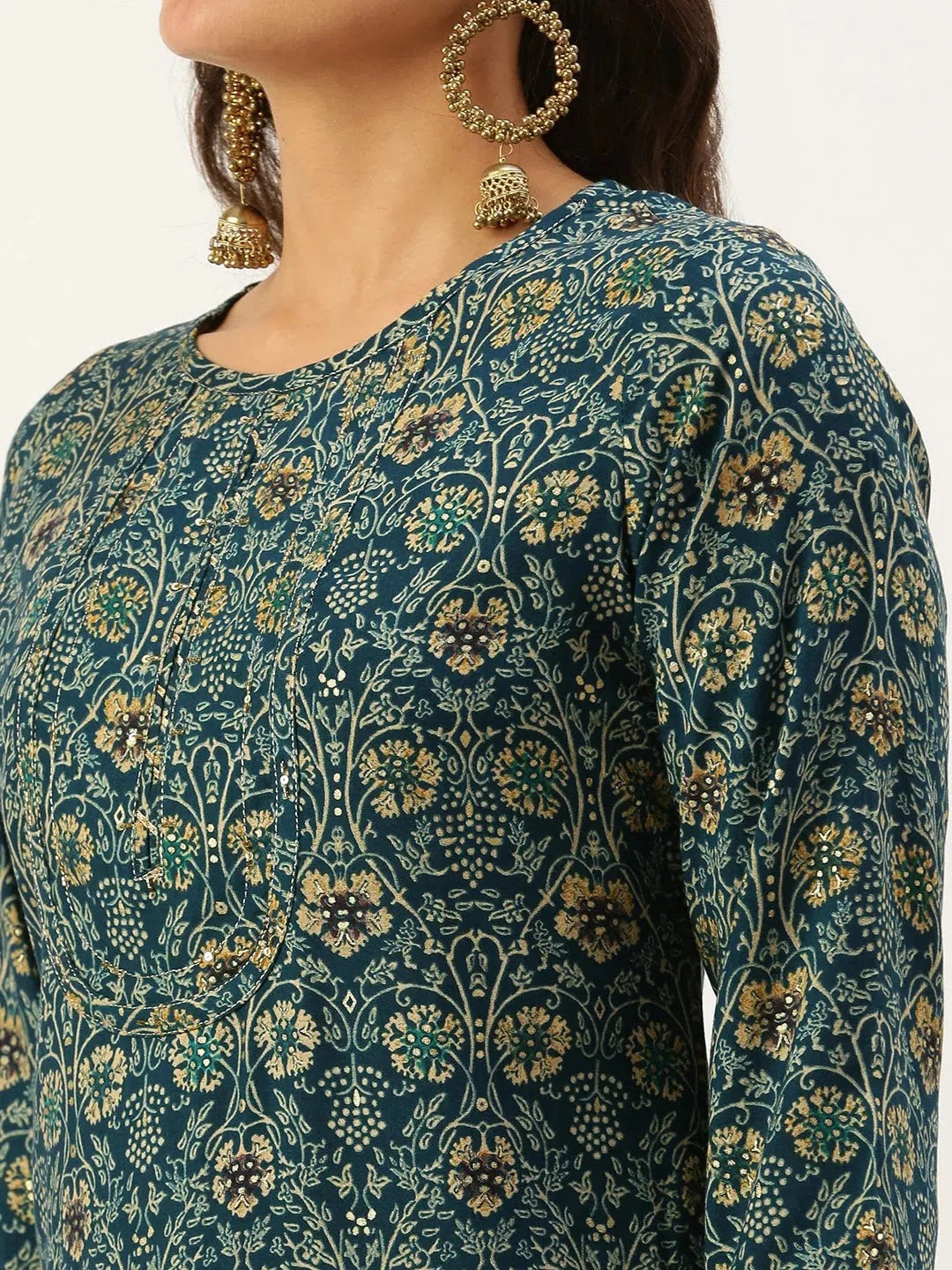 Blue Printed Indian Kurtas for Women: Stylish Cotton Kurta