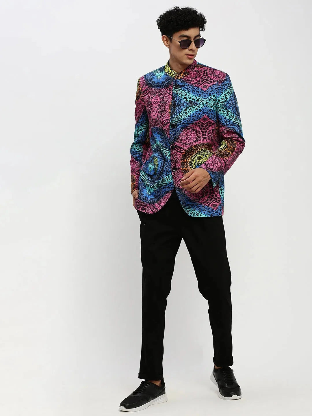 Pink Printed Blazer - Men's Ethnic Wear| DesiQlo