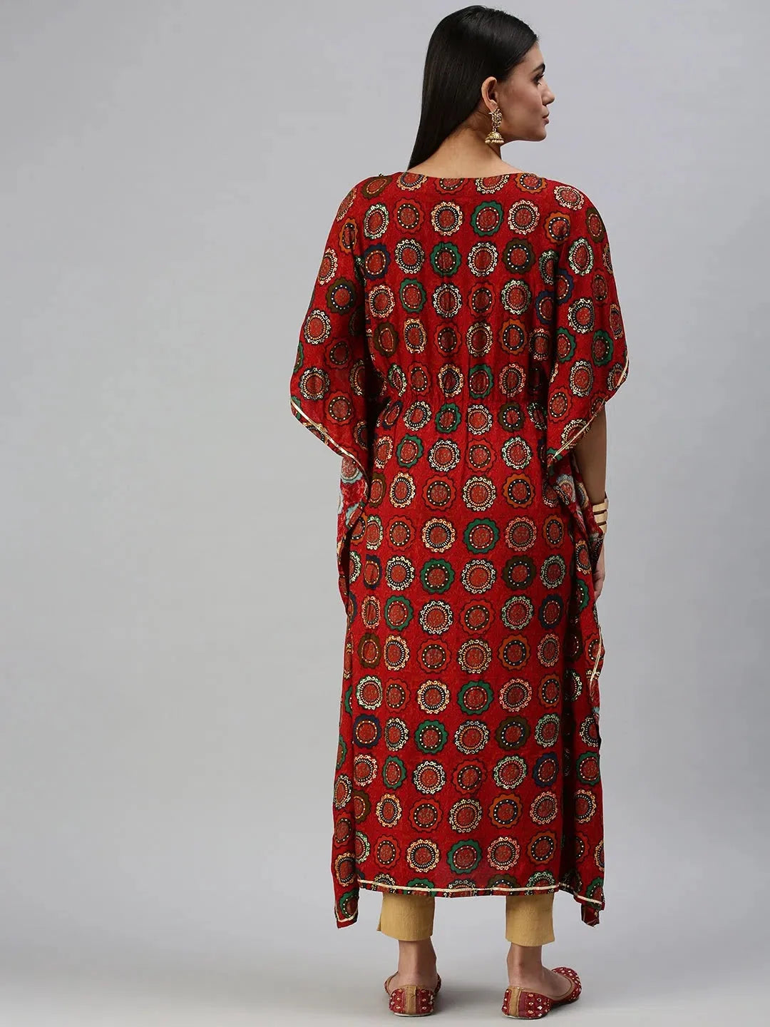 Red Printed Kaftan Kurta | Stylish Women's Kaftan Dresses