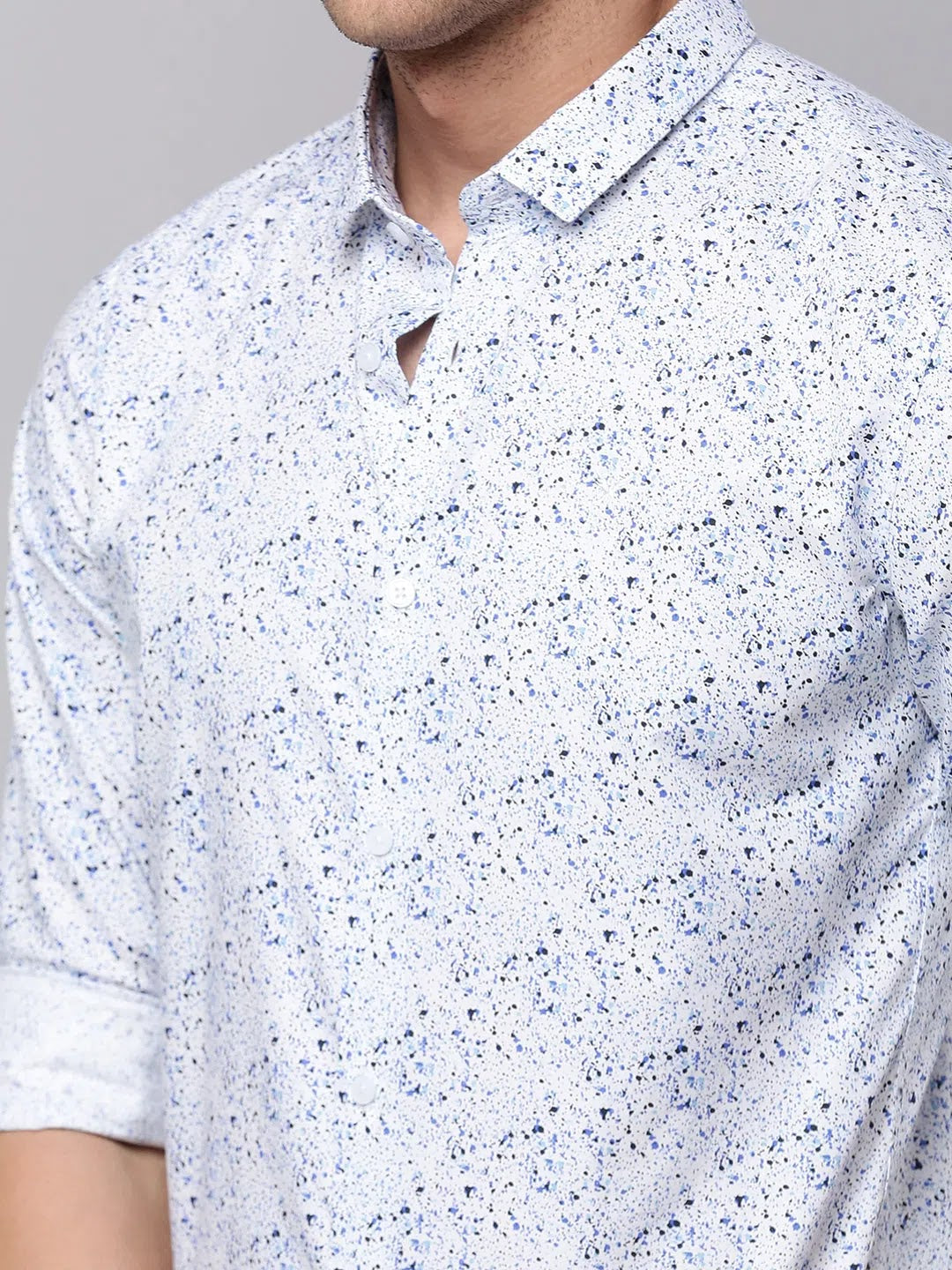 White Printed Mens Shirt - Trendy Cotton Casual Shirt Online