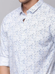 Men White Printed Casual Shirt-TKTPRINT-120-White