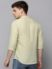Men Green Solid Casual Shirt-JISHALINEN-3065-Green