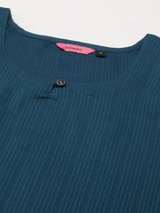 Women's Blue Solid Kurta SetKC-3327-Teal