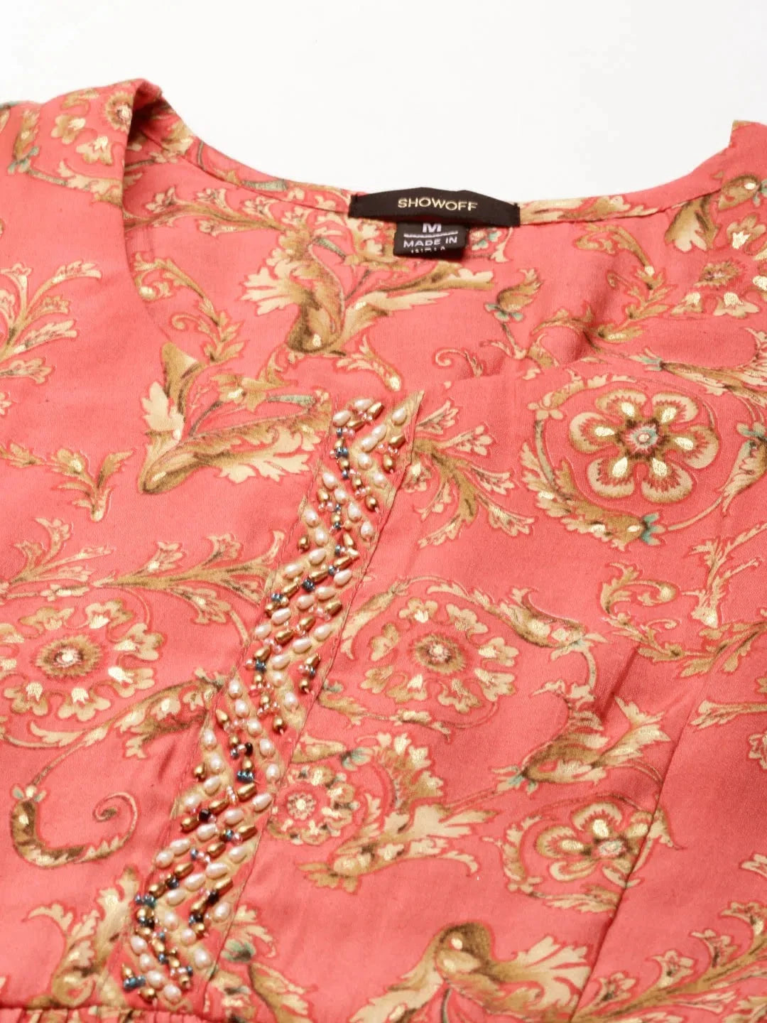 Coral Ethnic Motifs Women's Kurta Set | Designer Kurta Sets