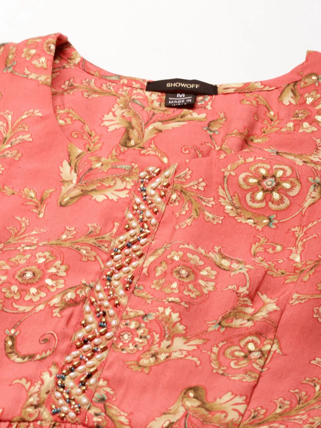 Coral Ethnic Motifs Women's Kurta Set | Designer Kurta Sets