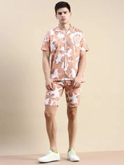 Men Peach Printed Casual Co ord Set-BLACKBERRY-1677-Peach