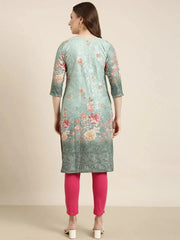 Women Straight Green Floral Kurta-SKC-052572-Green