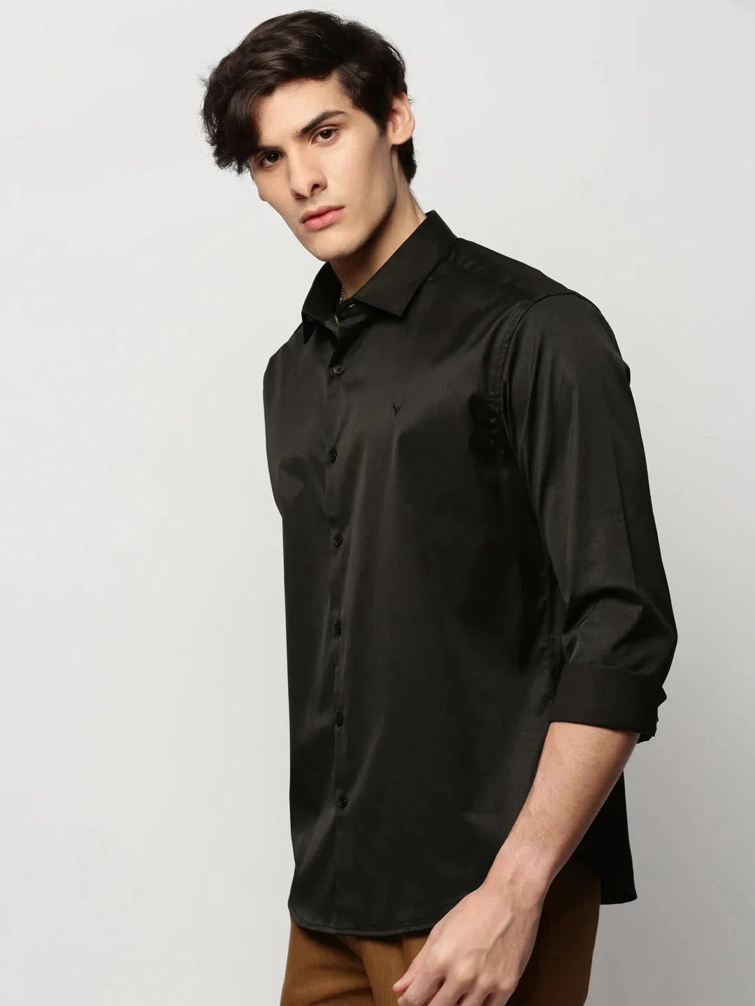 Shop Black Solid Mens Shirt - Cotton Casual Shirt | DesiQlo