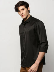 Men Black Solid Casual Casual Shirts-TAVANTAPLAIN-5517-Black
