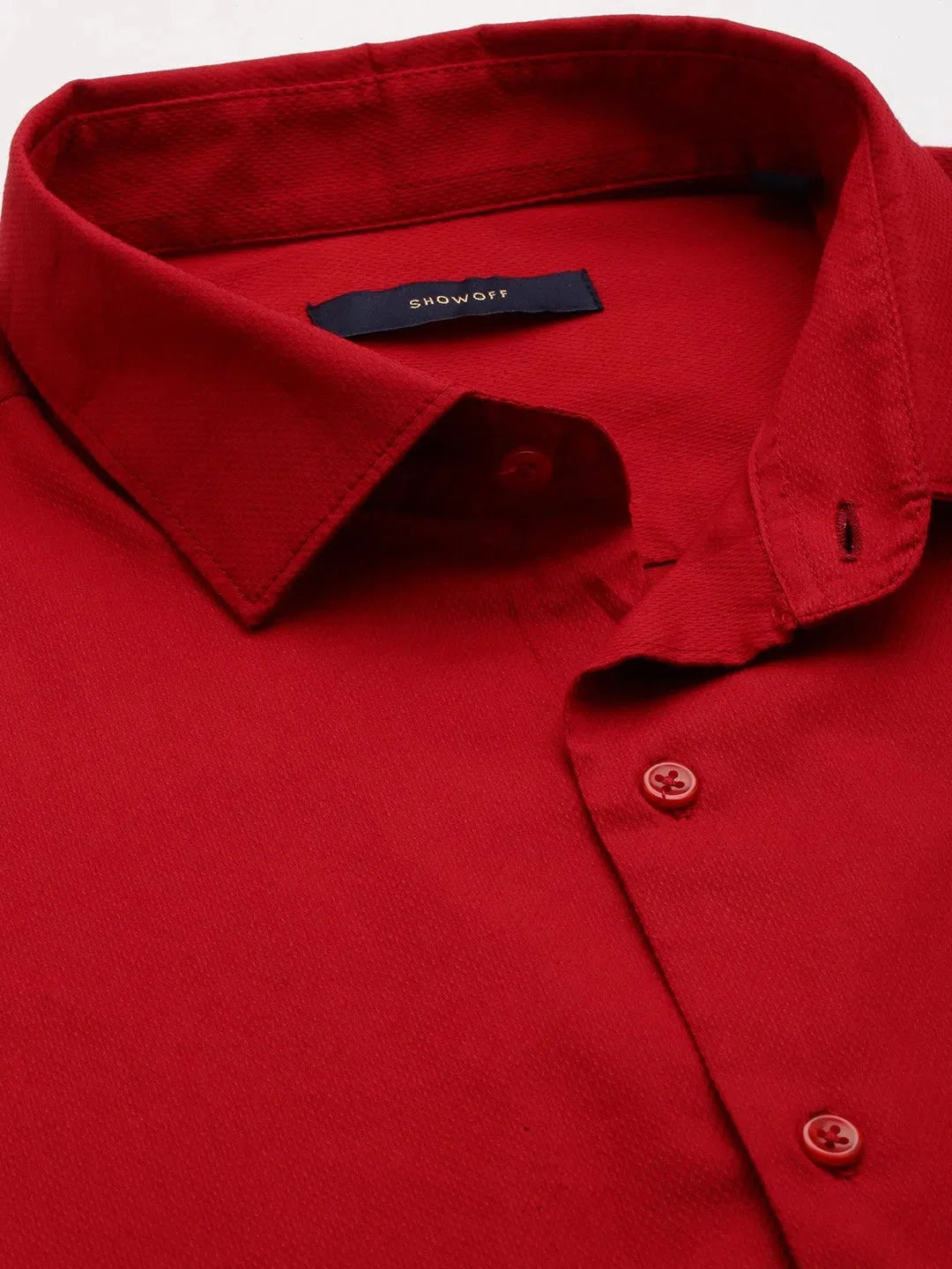 Red Solid Cotton Shirt - DesiQlo Casual & Formal Shirts for Men