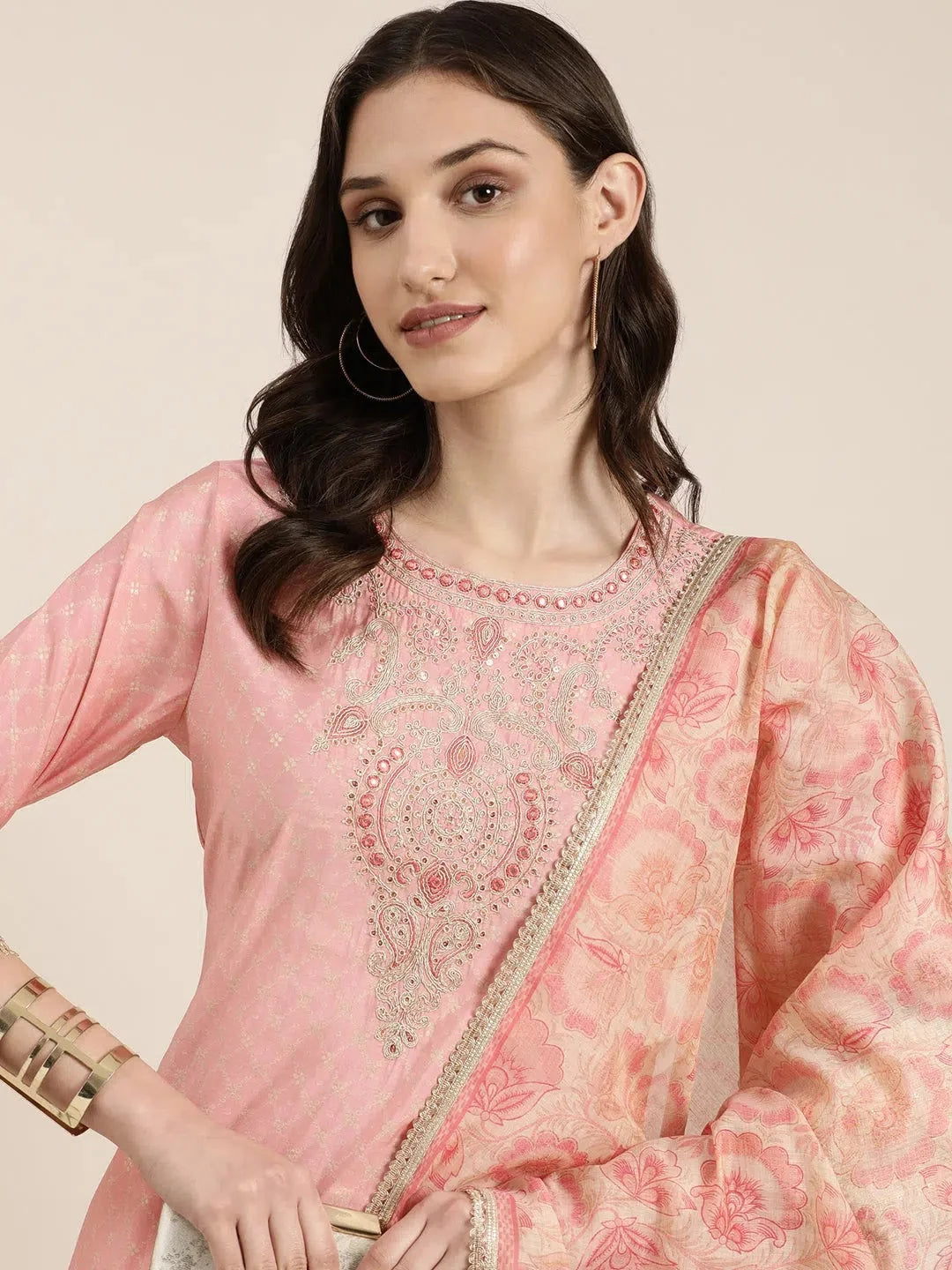 Pink Geometrical Kurta Set | Cotton Women's Kurta Sets