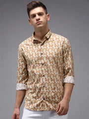 Men Beige Printed Casual Shirt-PARKERPRINT-1539-Cream