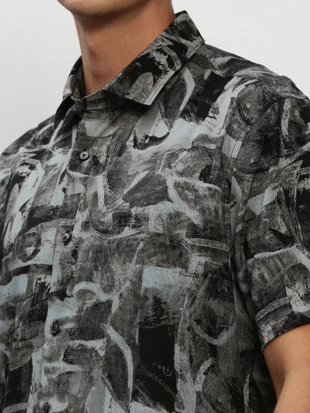 Black Printed Mens Shirt - DesiQlo Cotton Casual Shirts