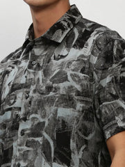 Men Black Printed Casual Casual Shirts-GEORGE-1653-Black