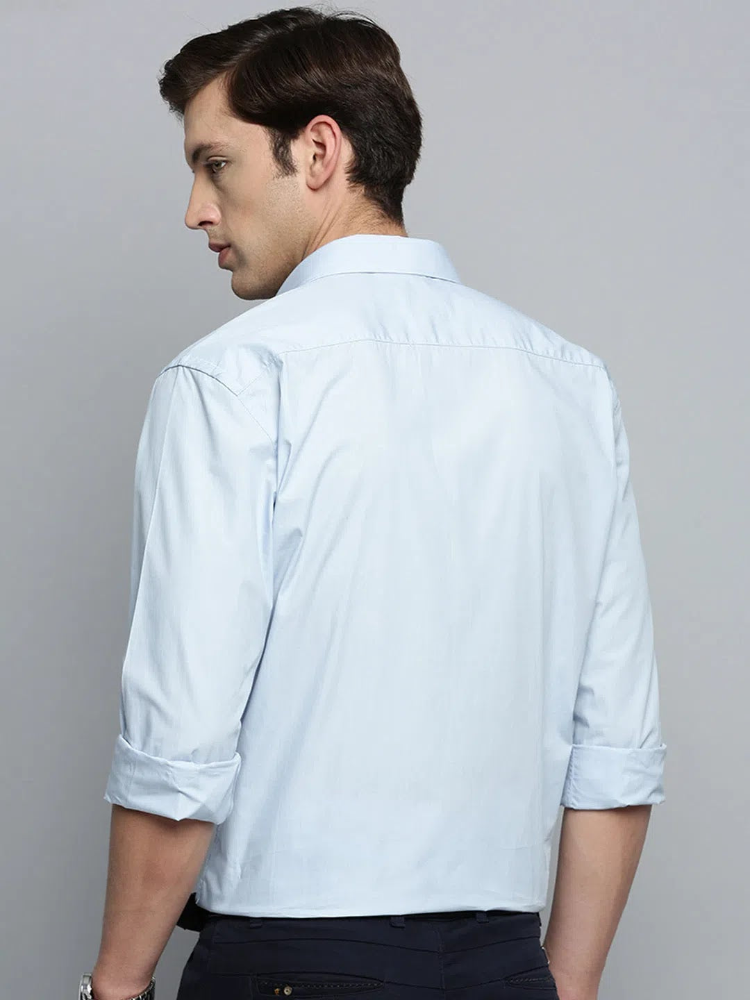 Blue Solid Cotton Mens Shirt | DesiQlo Formal Shirts