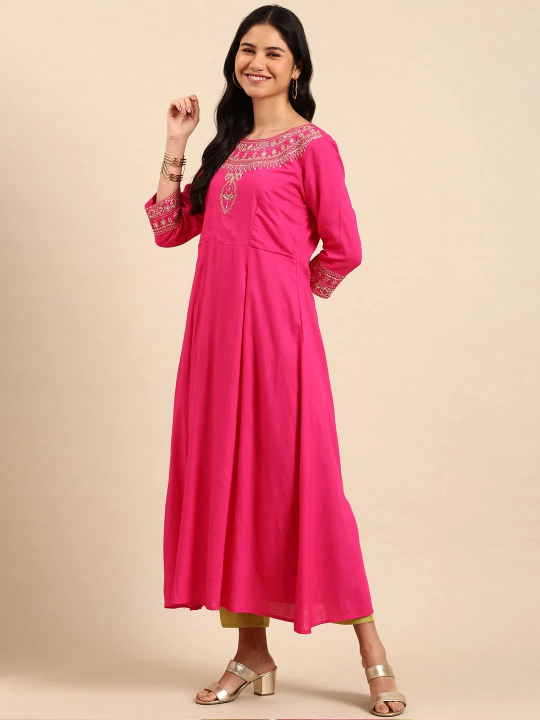 Fuchsia Solid Women's Kurta Set | Cotton Kurta Sets