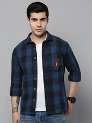 Men Blue Checked Casual Shirt-RUGGEDCHECKS-4177-Blue