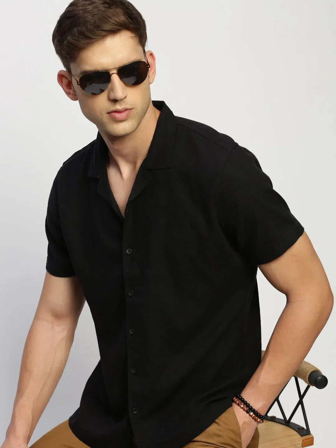 Black Solid Mens Shirt - DesiQlo Stylish Cotton Shirt