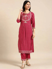 Women's Pink Printed Kurta Set-GW-3111-Pink