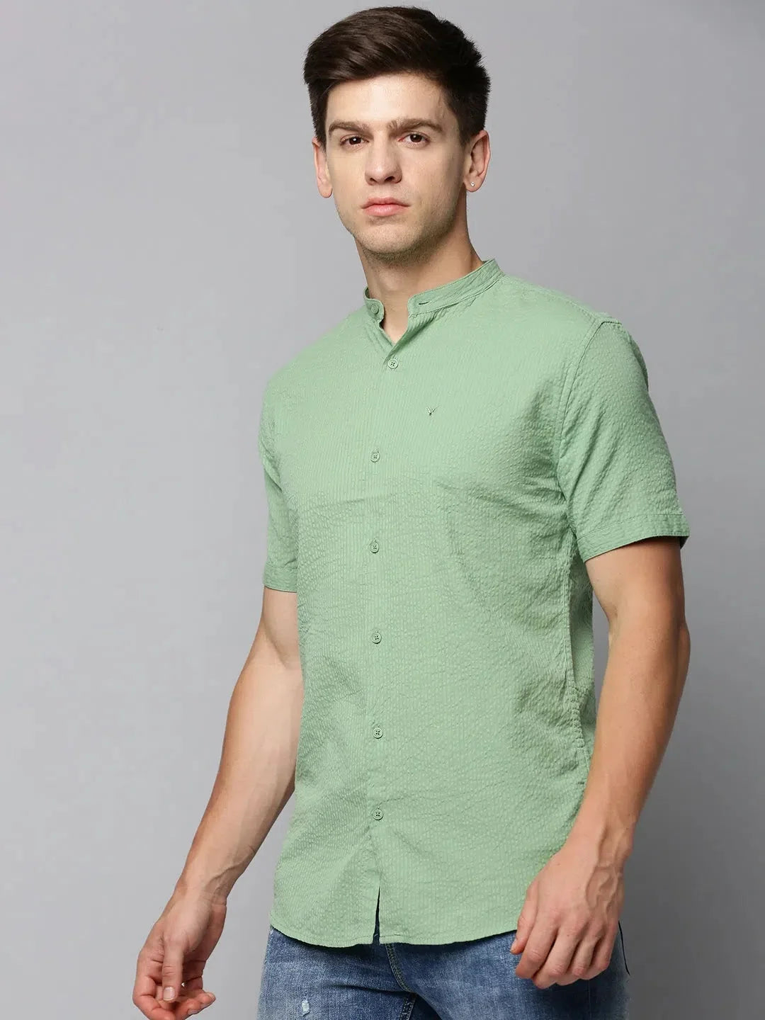 Stylish Men's Green Solid Cotton Shirt | Casual & Stylish
