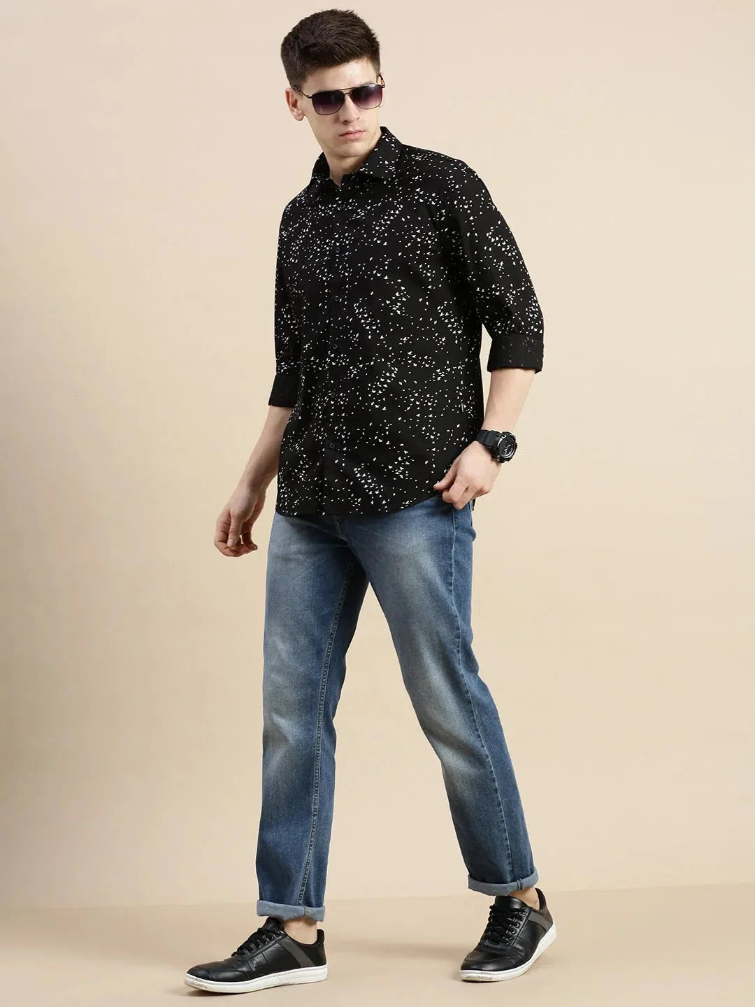 Black Graphics Mens Shirt - DesiQlo Cotton Printed Shirt