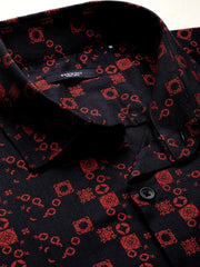 Men Navy Printed Casual Shirt-FLIORIONIEPRINT-3504-Navyblue