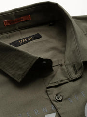 Men Green Printed Casual Shirt-JINATWILL-4733-Olive