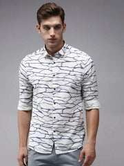 Men White Printed Casual Shirt-OMANPRINT-1586-Offwhite