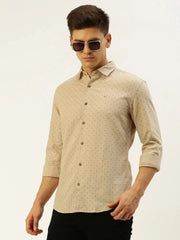 Men Beige Printed Casual Shirt-REPLAYPRINTSLINEN-3458-Beige