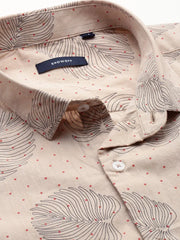Men Beige Printed Casual Shirt-ZEPHYRPRINTS-2019-Beige