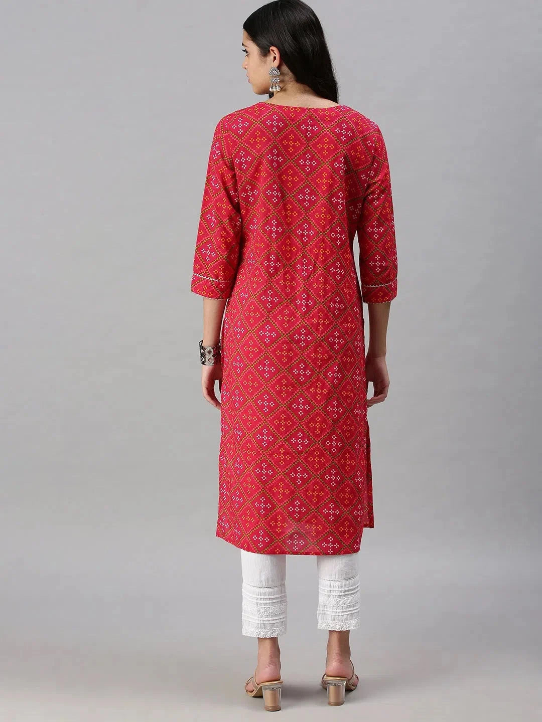 Pink Printed Cotton Indian Kurta - Stylish Women's Kurti