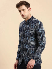 Men Navy Printed Party Blazer-SOBLZ-79-20-Navyblue