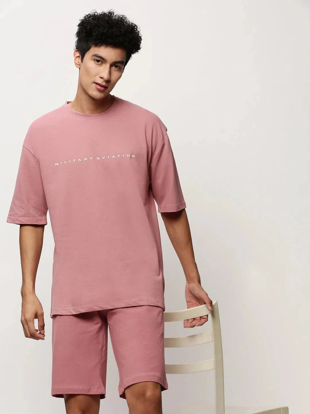 Men's Mauve Solid Co Ord Sets: Casual Cotton Two Piece Sets