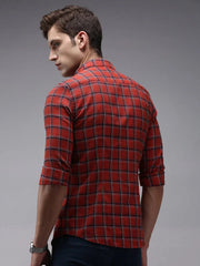Men Red Checked Casual Shirt-ACHIEVERCHECKS-1199-Red